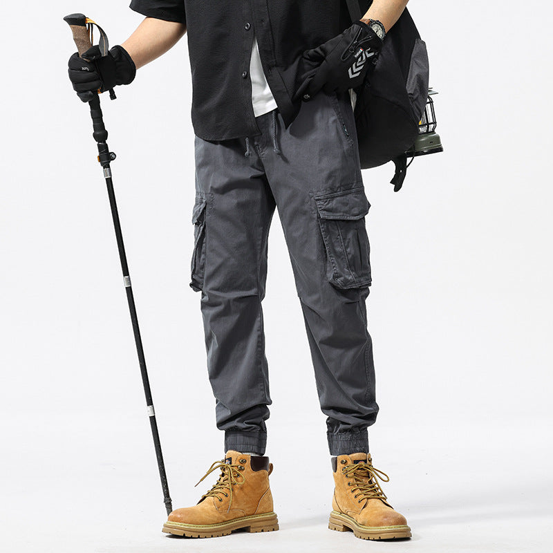 Herren Baumwoll‑Canvas Cargo‑Jogger mit elastischem Bund, Multifachtaschen und gerippten Knöchelabschlüssen Drune