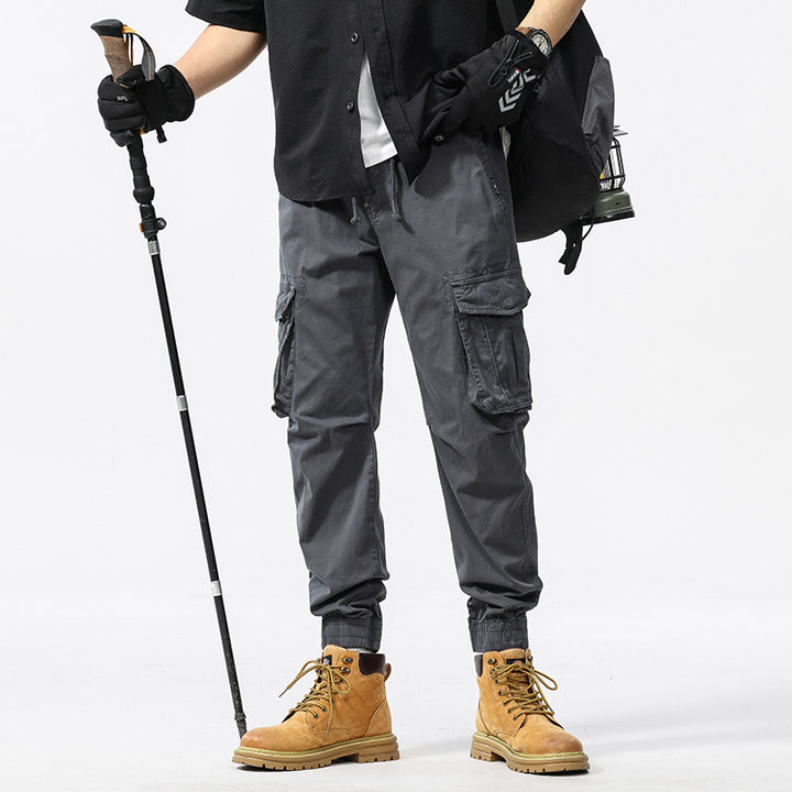 Herren Baumwoll‑Canvas Cargo‑Jogger mit elastischem Bund, Multifachtaschen und gerippten Knöchelabschlüssen Drune