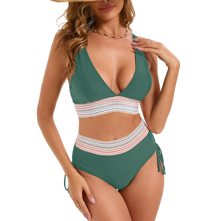 Damen Bikini-Set mit hohem Bund und schickem Wickeldetail Drune