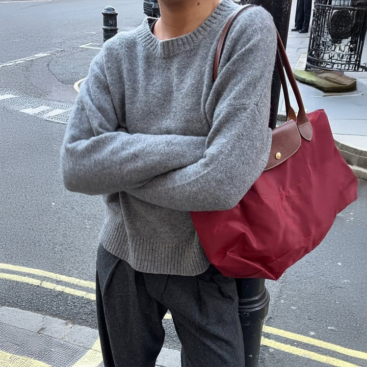 Damen nan großer Nylon-Shopper mit Ledergriffen und faltbarer Leichtbauweise Drune
