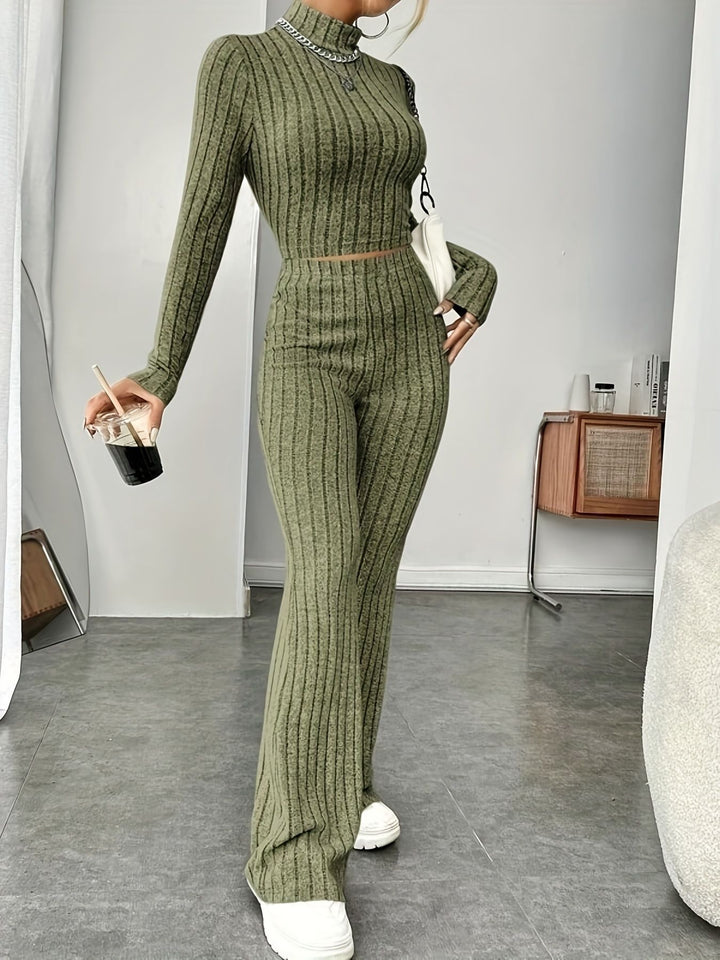 Damen Komfortables Zweiteiliges Strick-Loungewear-Set Drune