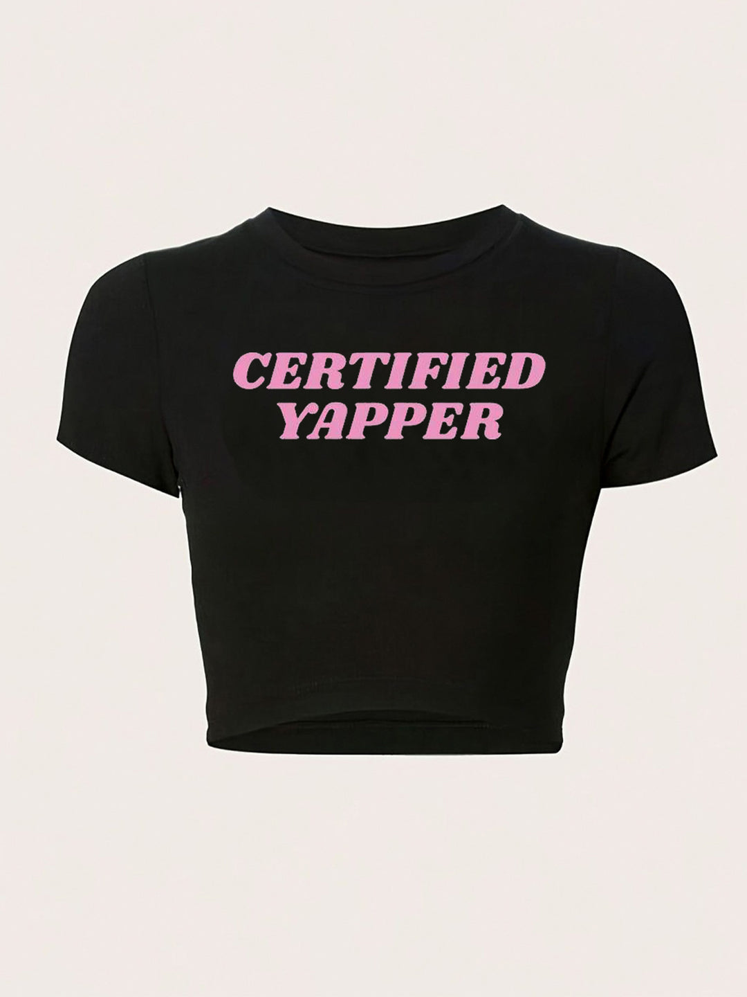 Damen figurbetontes Kurzarm-T-Shirt mit verspieltem Aufdruck Drune