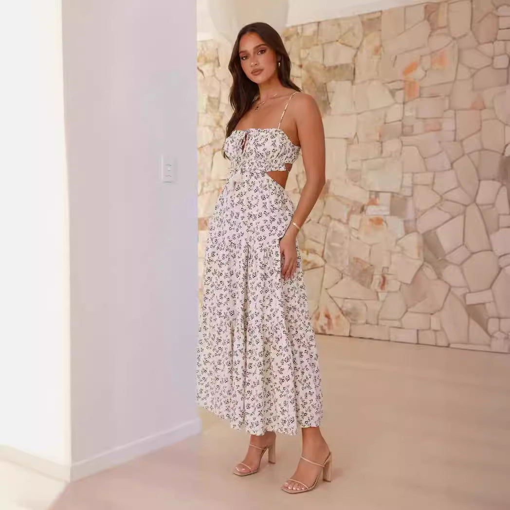 Damen Maxi-Hängemattenkleid mit Raffung und Spitzenakzenten Drune