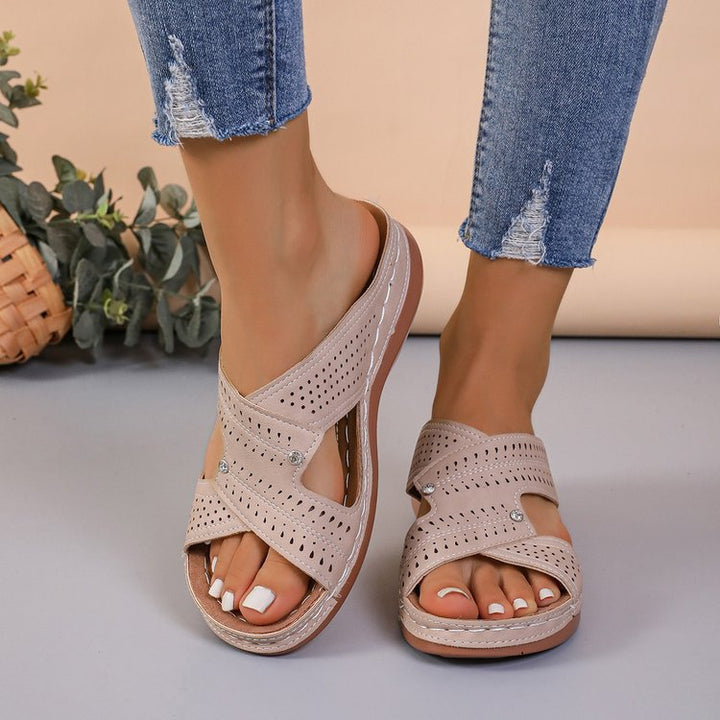 Damen Komfortsandalen mit atmungsaktivem Obermaterial und modischen Riemen Drune