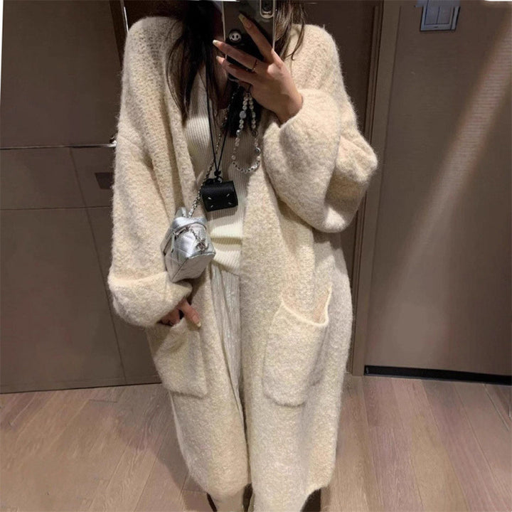 Damen Fluffige Strickjacke mit großen Taschen und weitem Schnitt Drune