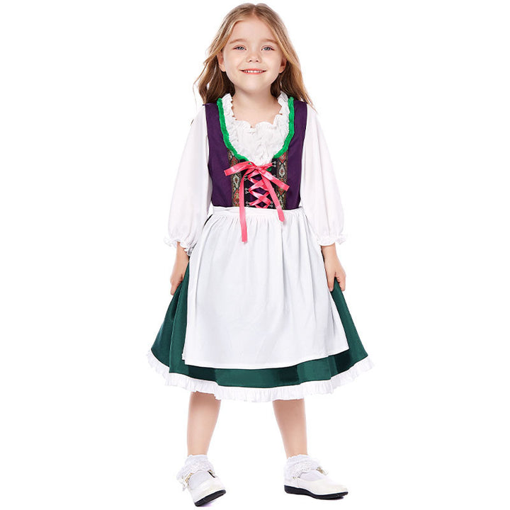 Damen nan dreiteiliges Trachtenkleid Dirndl Kostümset mit Schnürung, tailliertem Rock und abnehmbarer Carmenbluse Drune