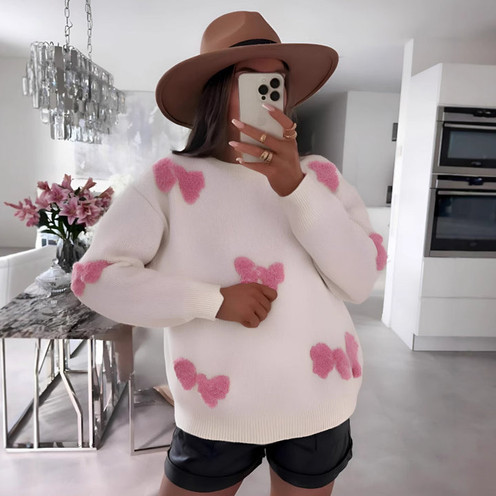 Damen gemütlicher Pullover mit modernem Herzdesign und weichem Strick Drune