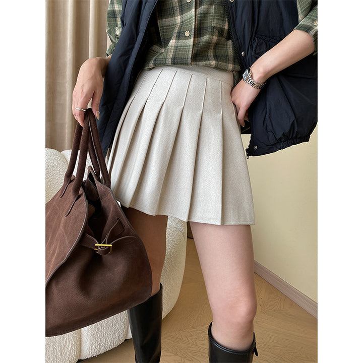 Damen Plissierter Midirock mit elegantem Schnitt und hohem Bund Drune