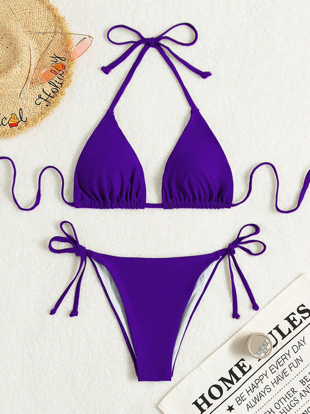 Damen Triangel-Bikini mit verstellbaren Bändern und elastischem Taillenbund Drune