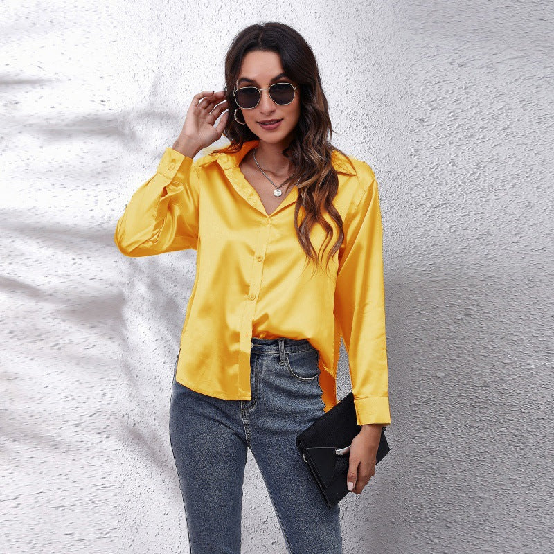 Damen elegante Satinbluse Drune