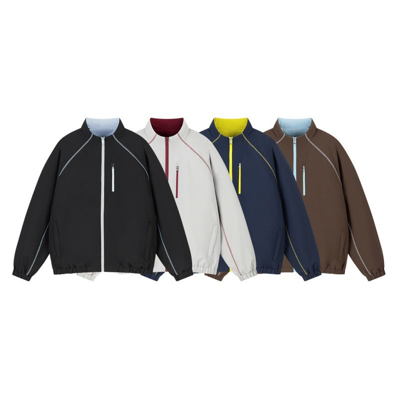 Unisex Leichte Übergangsjacke mit Raglanärmeln, durchgehendem Reißverschluss, Brusttasche und elastischem Saum Drune