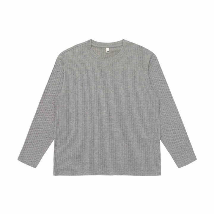 Unisex Fein geripptes Langarmshirt mit Rundhalsausschnitt und leichter Oversize-Silhouette Drune