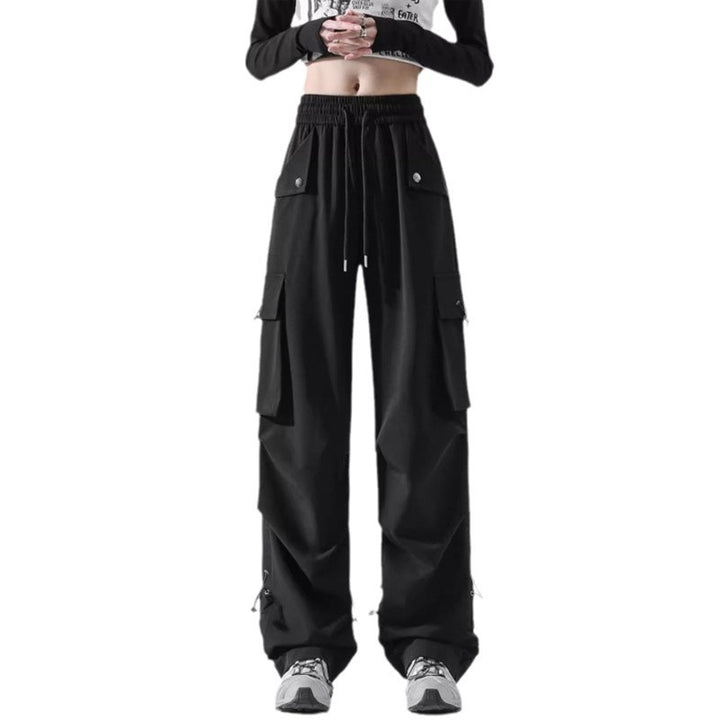 Damen Modische Cargo-Hose mit Seitentaschen und verstellbarem Bund Drune