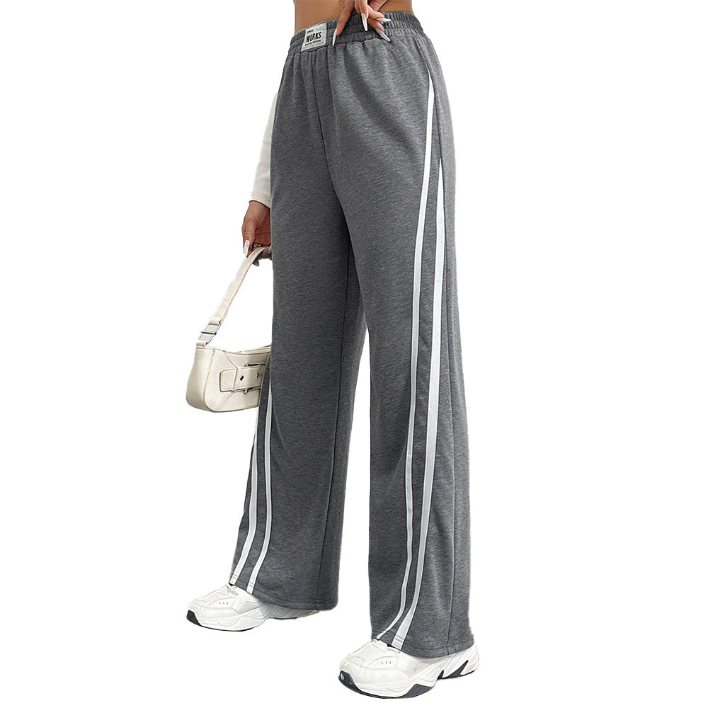 Damen Sportliche Freizeithose mit weitem Schnitt und kontrastierenden Streifen Drune