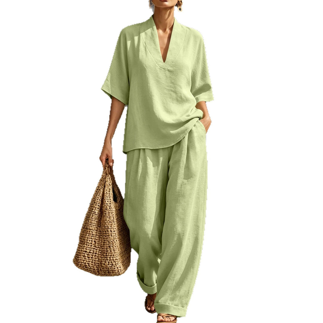 Damen Leichtes Oversize V-Ausschnitt Tunika‑Top mit Kimonoärmeln Drune