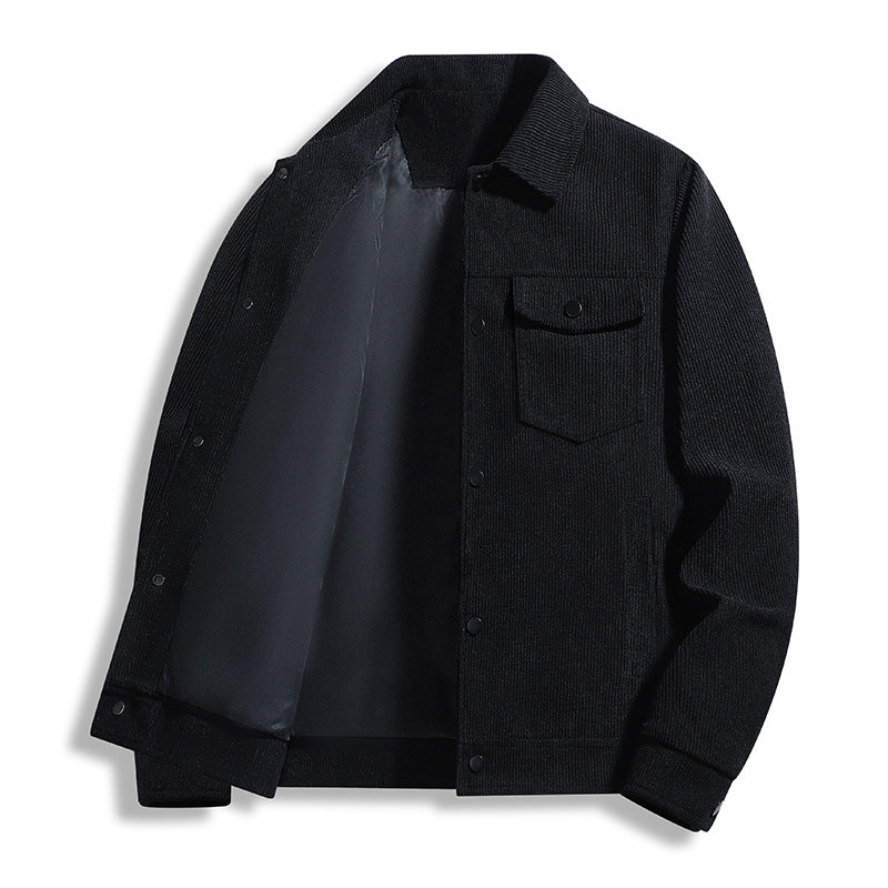 Herren Cord-Truckerjacke mit Thermofutter & Druckknopffront Drune