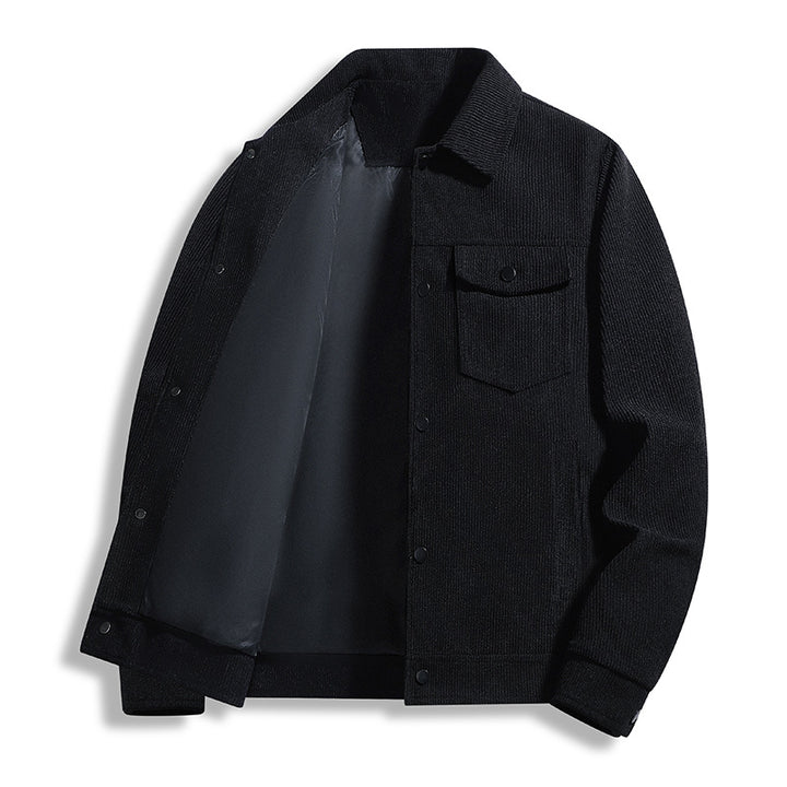 Herren Cord-Truckerjacke mit Thermofutter & Druckknopffront Drune
