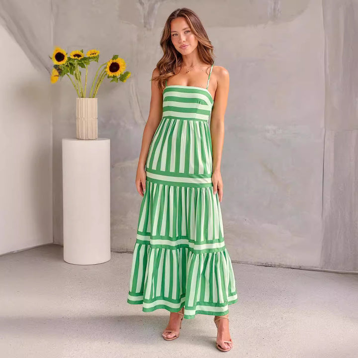 Damen Maxikleid mit schmalen Trägern und gestreiftem Design Drune