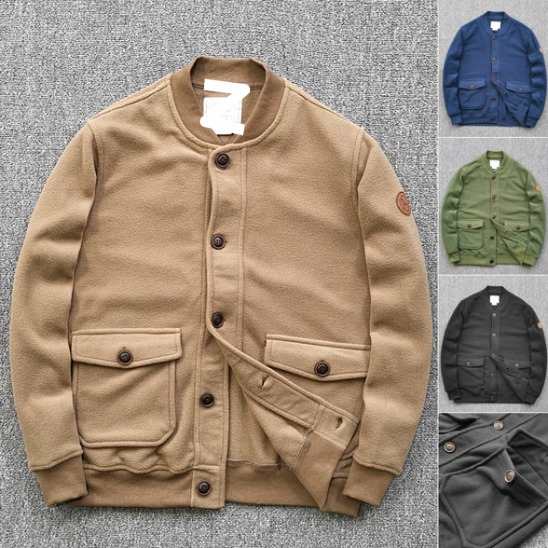 Damen lässige Sweatjacke mit Knopfleiste und praktischen Taschen Drune