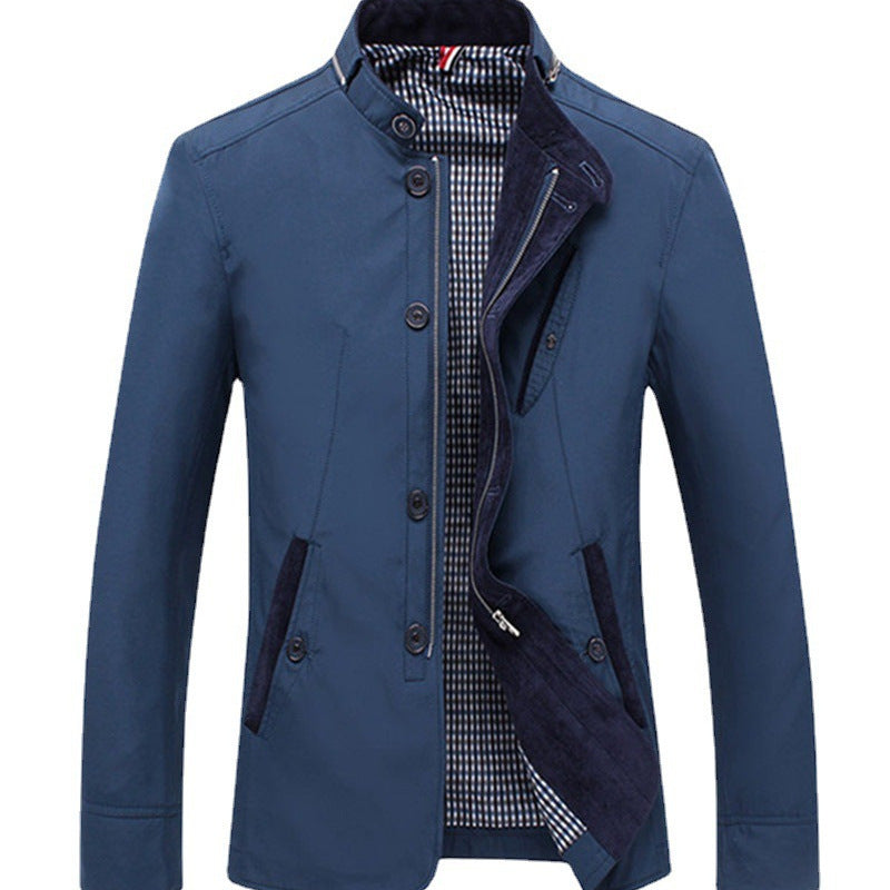 Herren Stehkragen‑Blouson mit verdeckter Zip‑ und Knopfleiste Drune