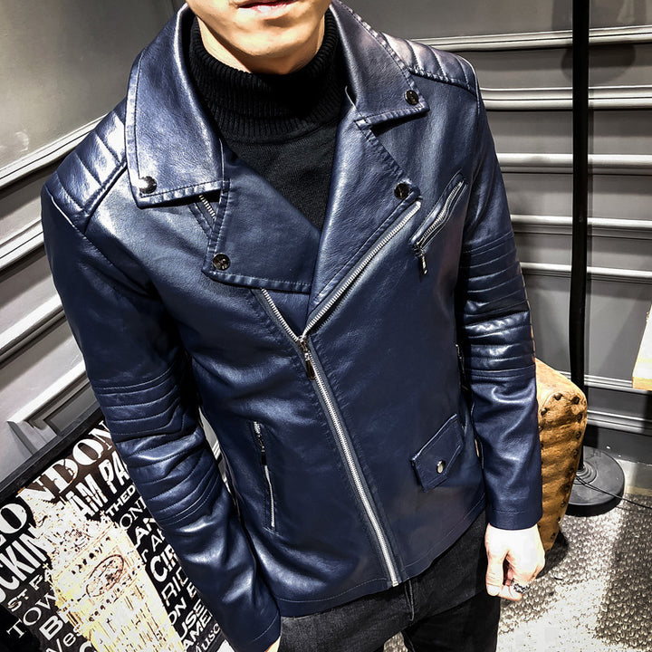 Herren Stilvolle Kunstleder-Bikerjacke Drune