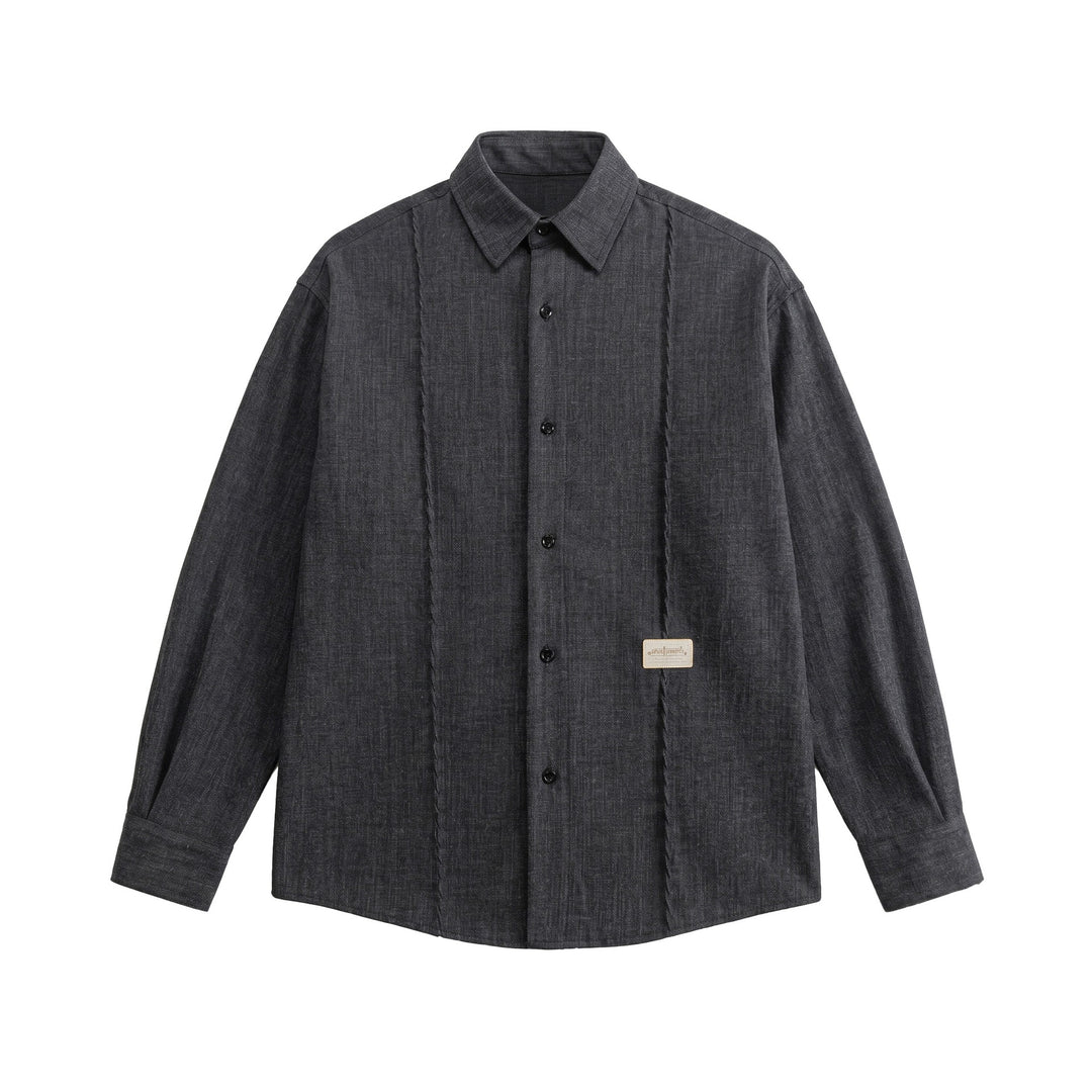 Herren Oversize-Hemdjacke aus leichter Denim-Optik mit sichtbaren Ziernähten Drune