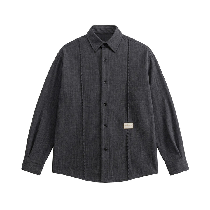 Herren Oversize-Hemdjacke aus leichter Denim-Optik mit sichtbaren Ziernähten Drune