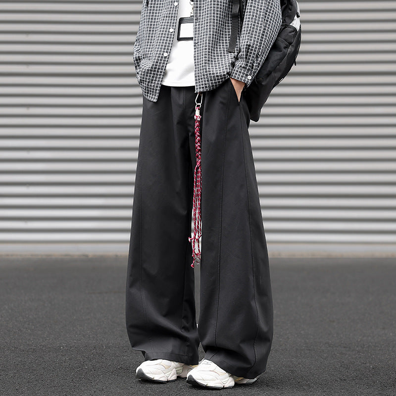 Herren Weit geschnittene Bundfaltenhose im Streetwear-Look mit extra weitem Bein Drune
