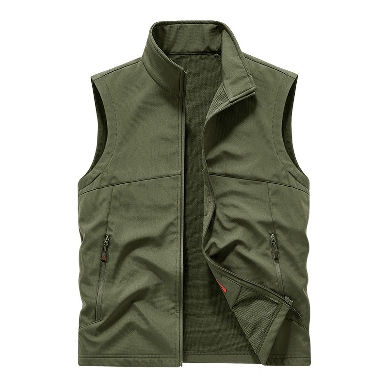 Herren atmungsaktive Softshell-Outdoorweste mit hochschließendem Stehkragen und fleecegefütterter Innenseite Drune