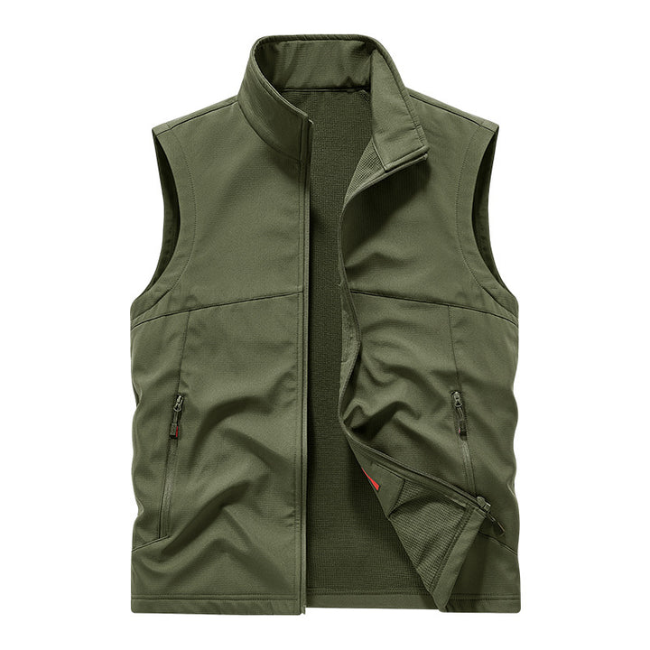 Herren atmungsaktive Softshell-Outdoorweste mit hochschließendem Stehkragen und fleecegefütterter Innenseite Drune