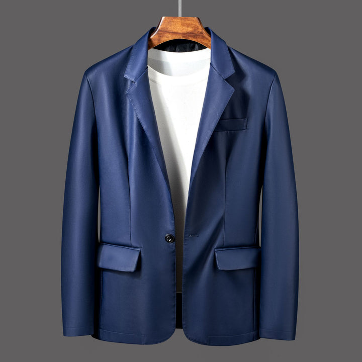 Herren Einreihiger Blazer aus Lederimitat mit Notch-Revers und Pattentaschen Drune