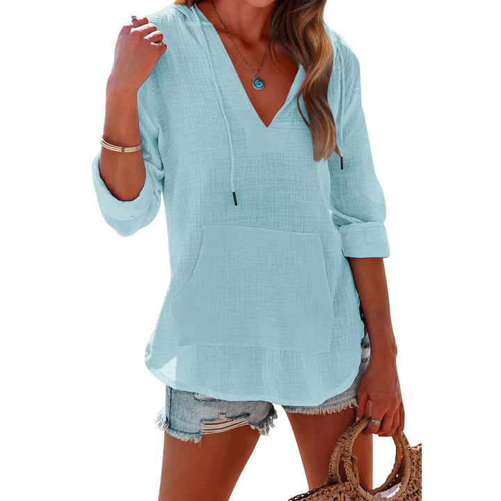Damen leichter Kapuzenpullover Top Drune