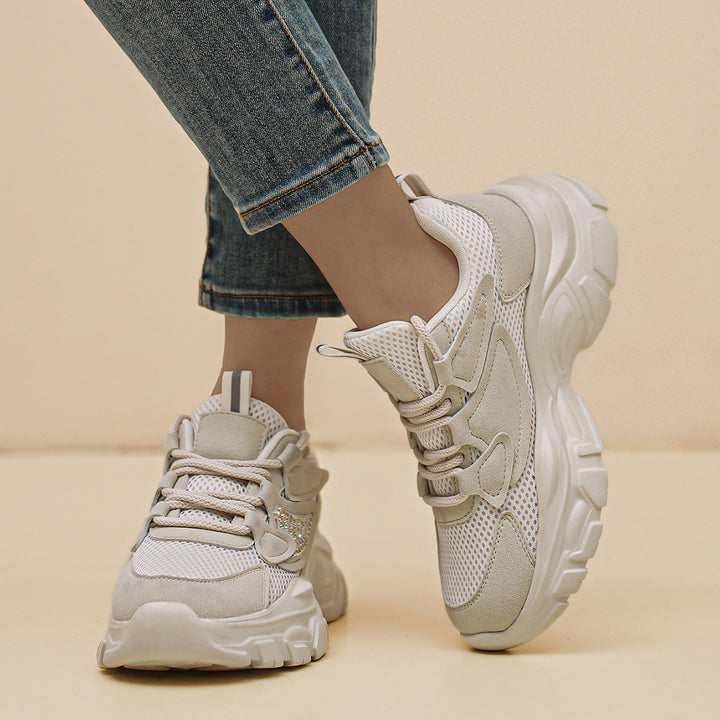 Damen Sportliche Sneakers mit Glitzerdetails und atmungsaktivem Obermaterial Drune