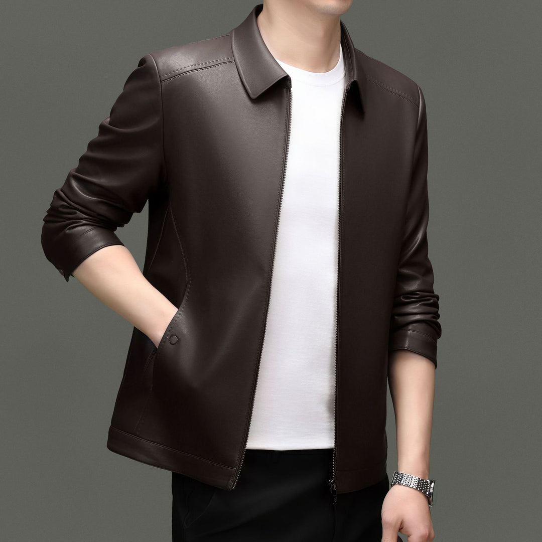 Herren Lederjacke mit modernem Schnitt und elastischen Bündchen Drune