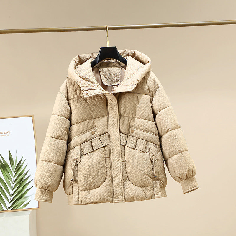 Damen Modische leichte Pufferjacke mit praktischen Taschen und Kapuze Drune