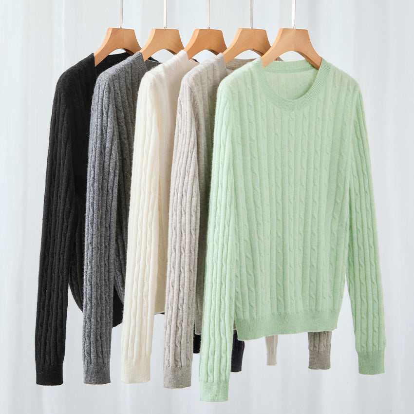 Damen Kuscheliger Zopfstrick-Pullover aus Feinstrick mit Rundhalsausschnitt Drune