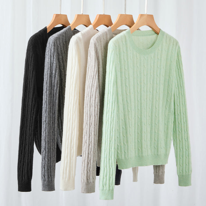 Damen Kuscheliger Zopfstrick-Pullover aus Feinstrick mit Rundhalsausschnitt Drune