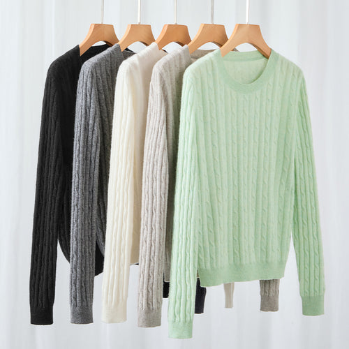 Damen Kuscheliger Zopfstrick-Pullover aus Feinstrick mit Rundhalsausschnitt Drune