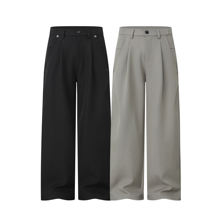 Damen Weite Bundfalten-Hose mit hohem Bund und weitem Bein Drune