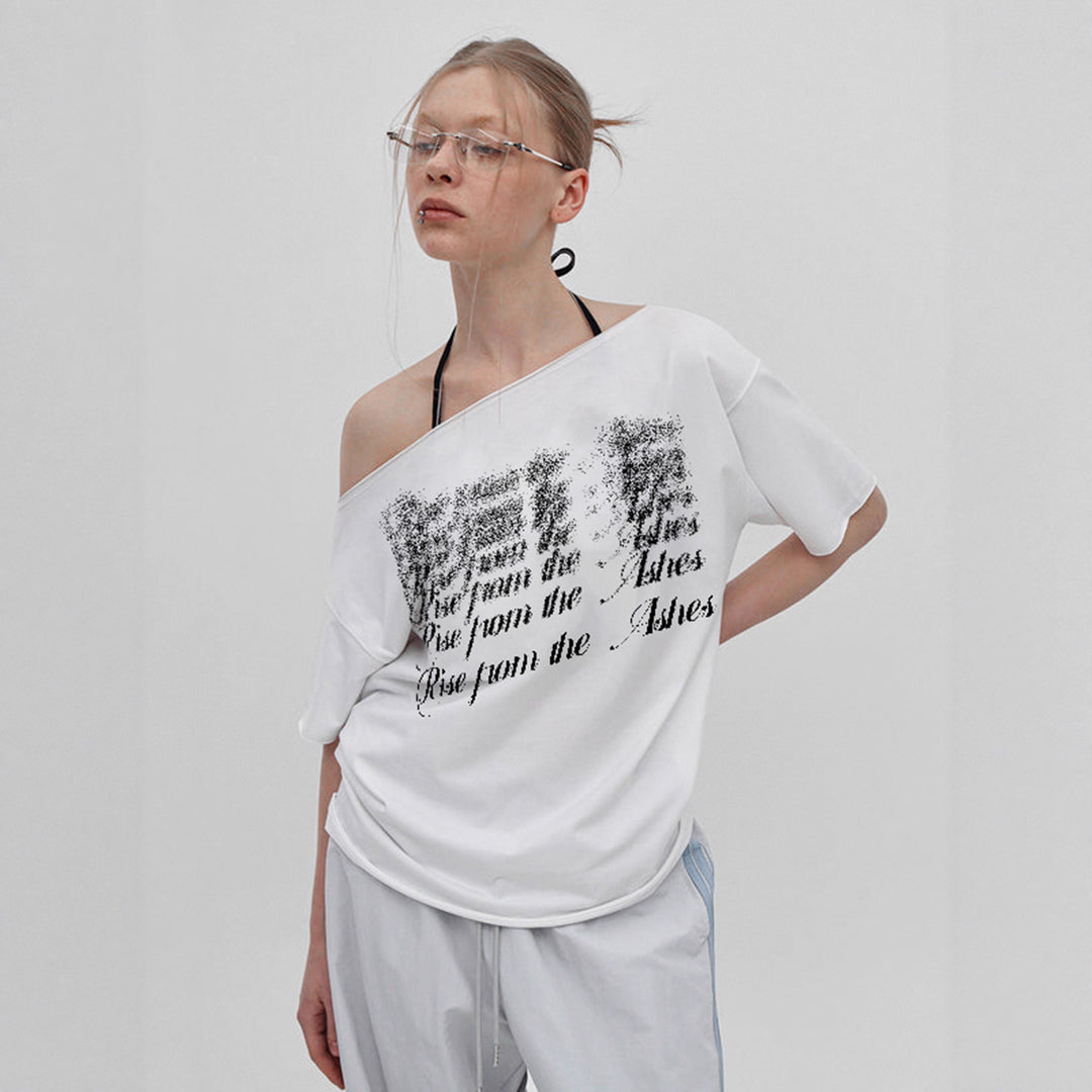 Damen Oversized T-Shirt mit Kristallverzierung und V-Ausschnitt Drune