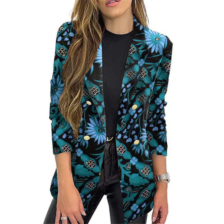 Damen Blazer mit floralem Muster und eleganten Knöpfen Drune
