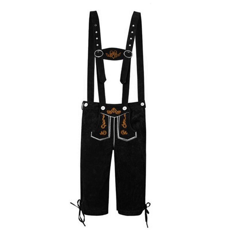 Herren Trachtenlederhose mit traditionellen Stickereien und verstellbaren Trägern Drune