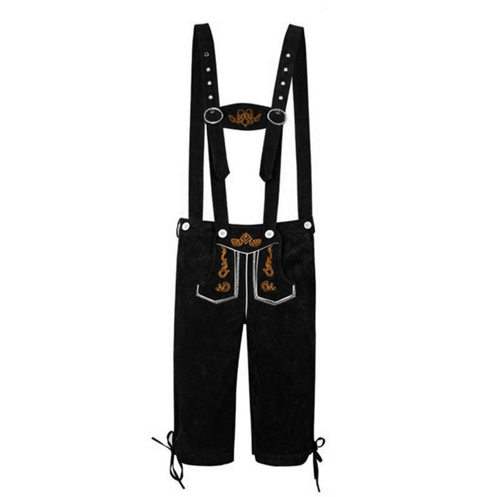 Herren Trachtenlederhose mit traditionellen Stickereien und verstellbaren Trägern Drune