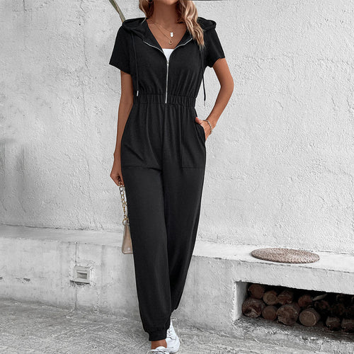 Damen Kapuzenoverall mit praktischem Reißverschluss und elastischem Bund Drune