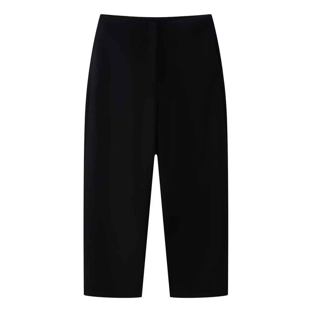 Damen Weite Cropped-Hose mit hoher Taille und elastischem Bund Drune