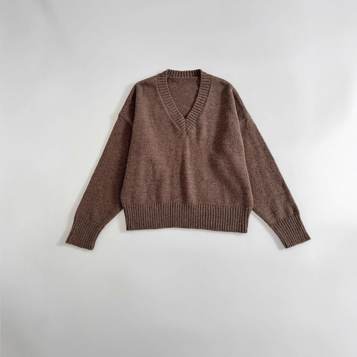 Damen lässiger V-Ausschnitt Pullover Drune