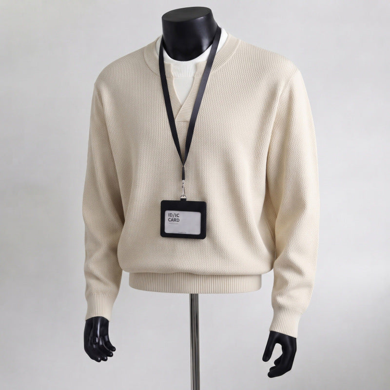 Herren Bequemer Strickpullover mit V-Ausschnitt Drune