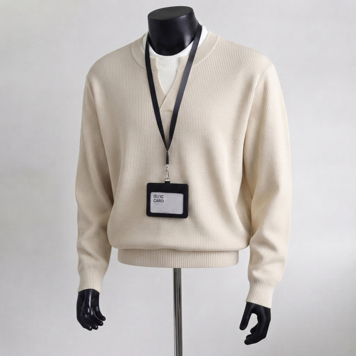Herren Bequemer Strickpullover mit V-Ausschnitt Drune
