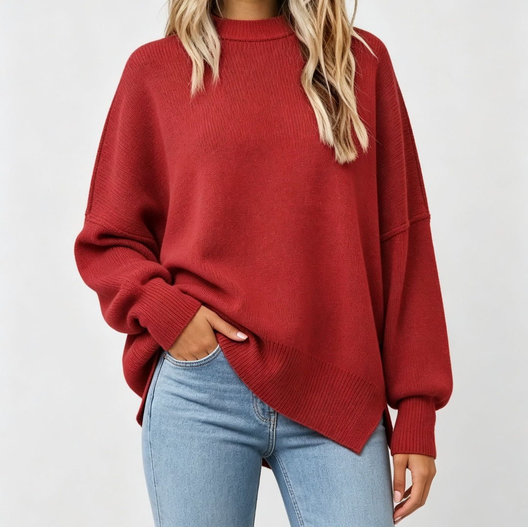 Damen Kastiger Feinstrickpullover mit asymmetrischem Zipfelsaum Drune