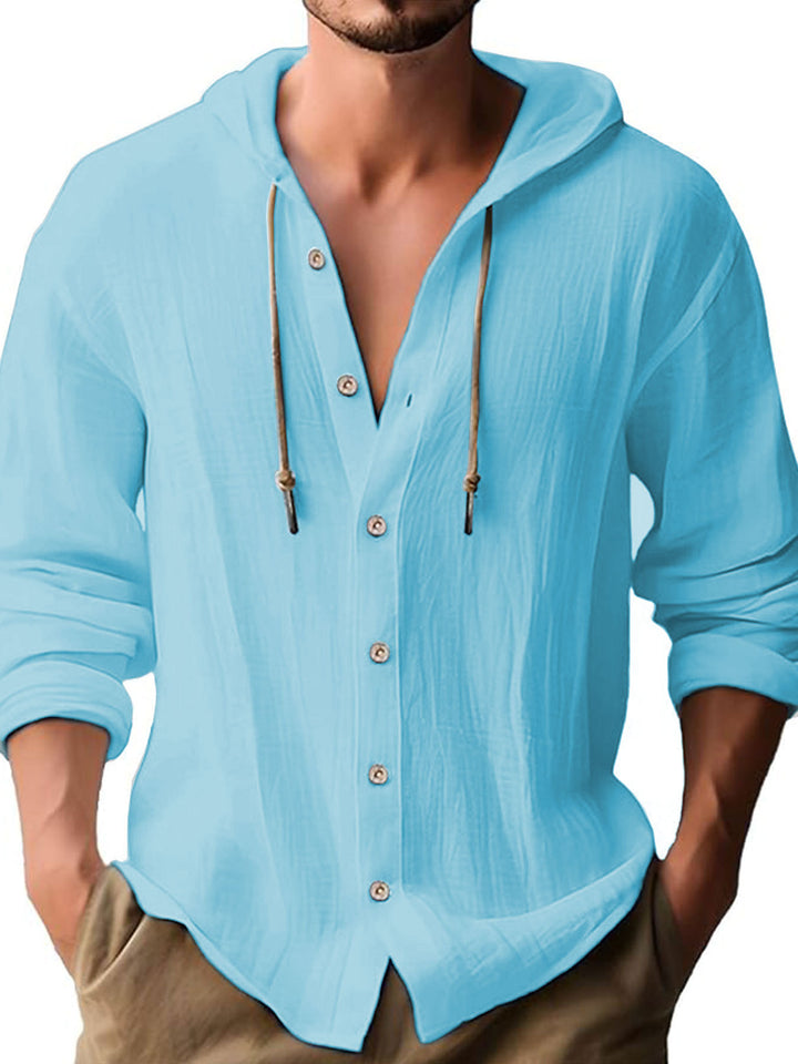 Herren lässige Hemdbluse mit Kapuze Drune